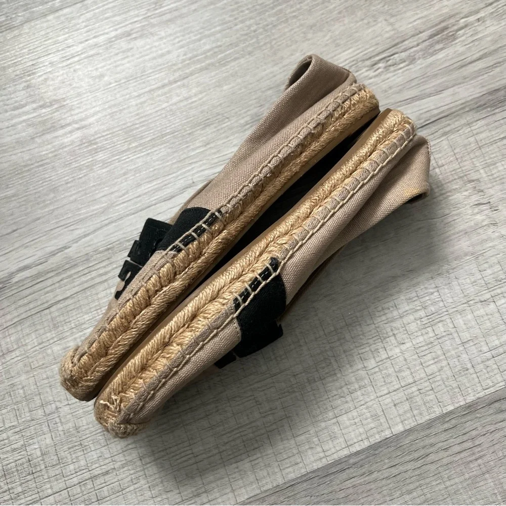 TORY BURCH WESTON ESPADRILLES Beige and Black Flats 6.5